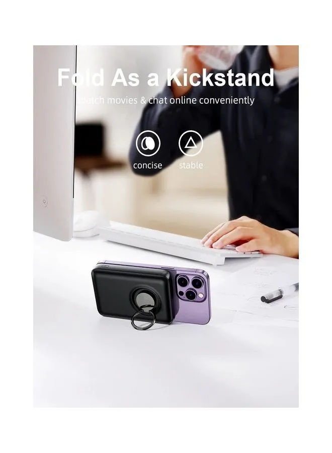 Magnetic Wireless Power Bank with Ring Holder