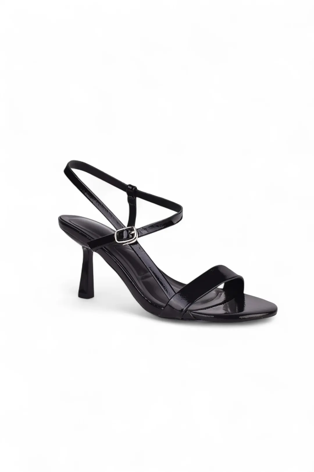 Black Patent Strappy Kitten Heels