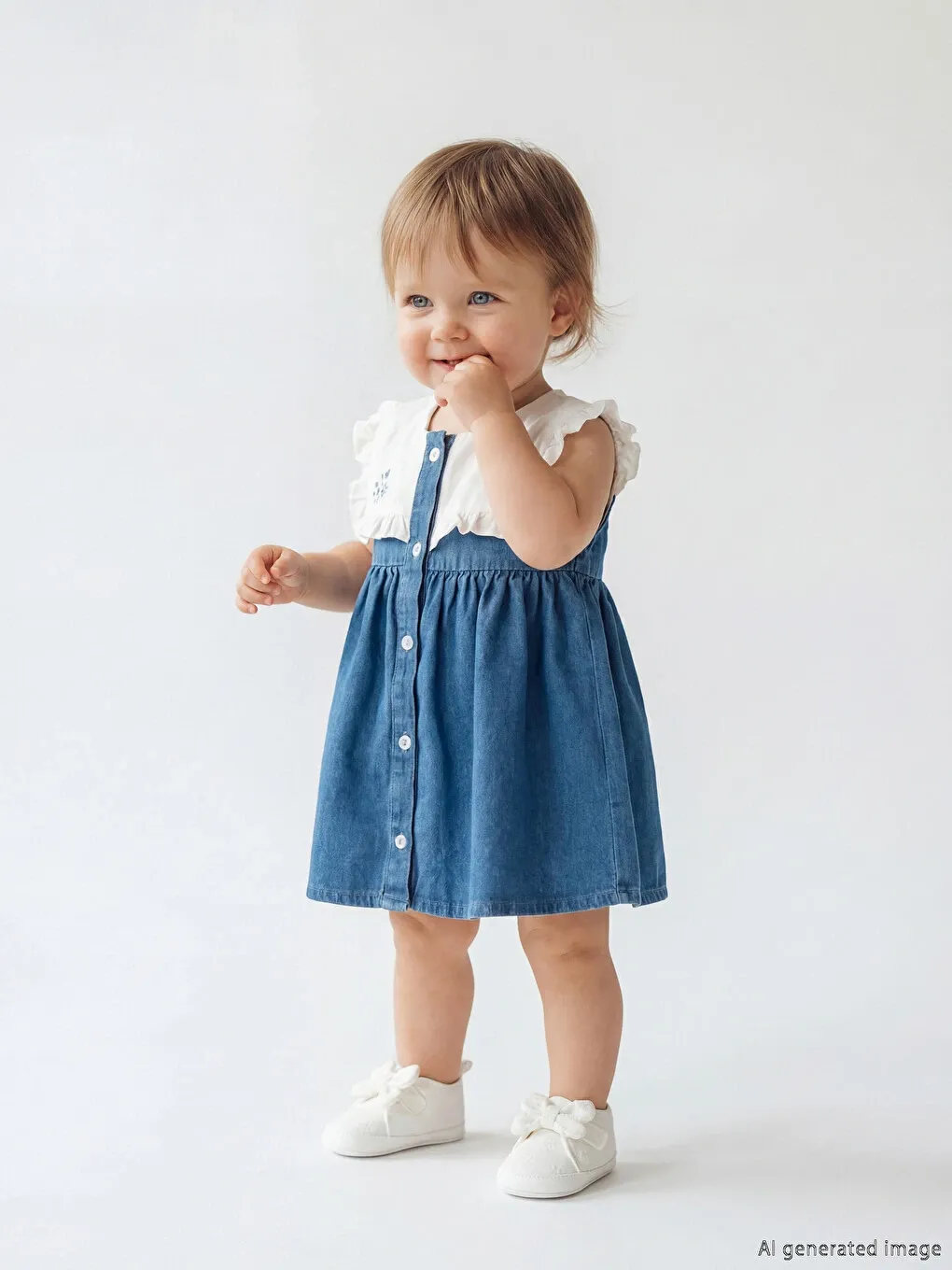 Baby Girls Embroidered Denim Dress